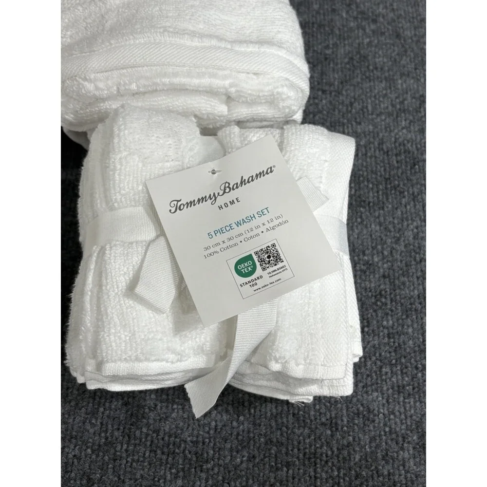 Tommy Bahama 9 Piece Premium Cotton Bath Towel Set Solid White NEW